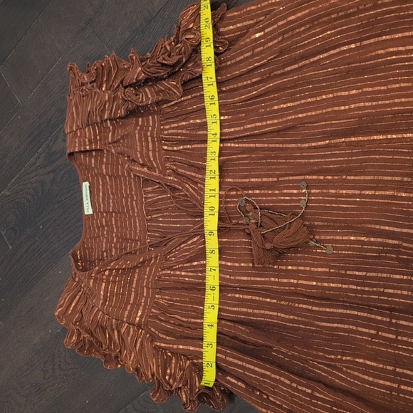 Ulla Johnson Cora Mahogany Metallic Flutter Sleeve Top Size 6 - Picture 6 of 7